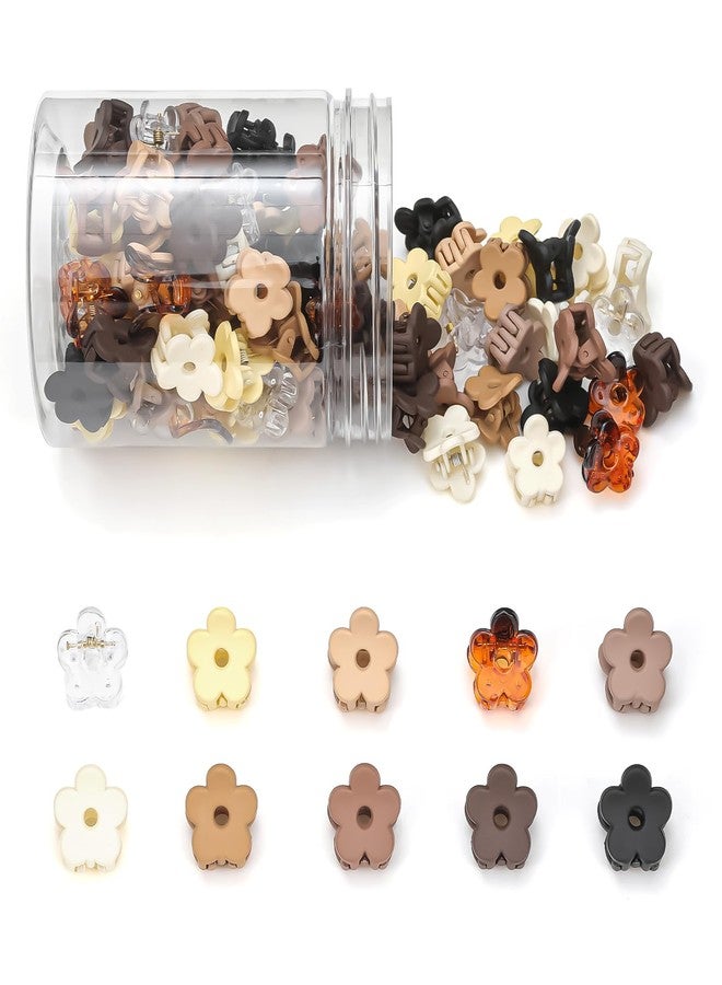 JANFUN Small Flower Hair Clips 100PCS, Mini Hair Clips Baby Claw Clips Cute Jaw Clips Hair Pins Hair Barrettes Toddler Hair Accessories for Women Girls Kids Teens, Neutral Colors - Image 1